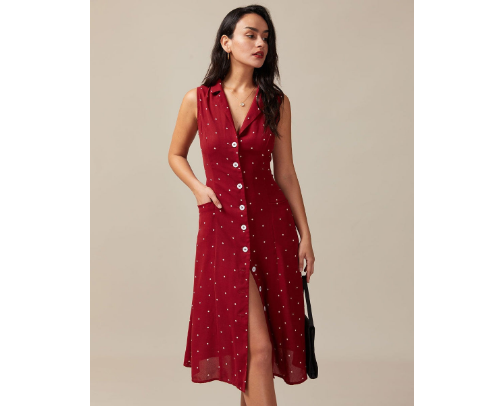 The V Neck Polka Dot Tie Back Midi Dress - Direct Link cover photo collage