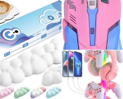 magical girl battlestation: gaming essentials, desktop decor, and more~ cover photo collage