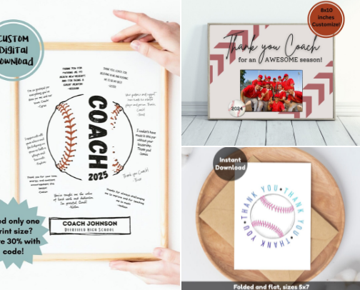 Baseball Coach Gifts and Ideas cover photo collage