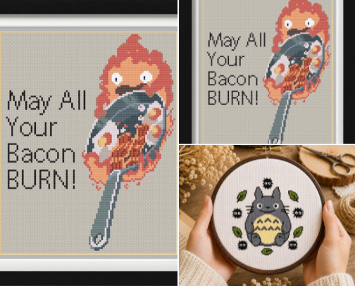 Studio Ghibli-Inspired Cross-Stitch Patterns from Etsy cover photo collage