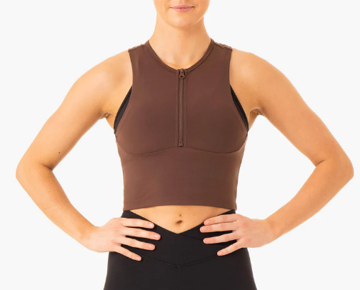 Ryderwear - Embody zip up crop - chocolate cover photo collage