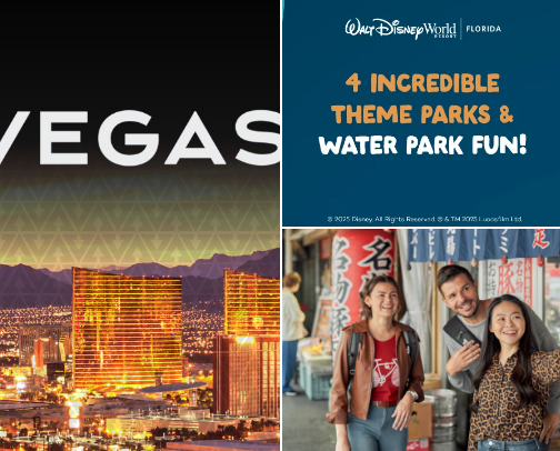 Theme Parks, Tours, Vacations, cover photo collage