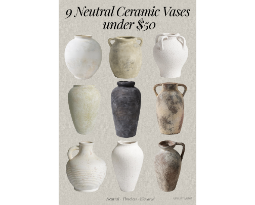 Neutral Ceramic Vases Under $50 cover photo collage