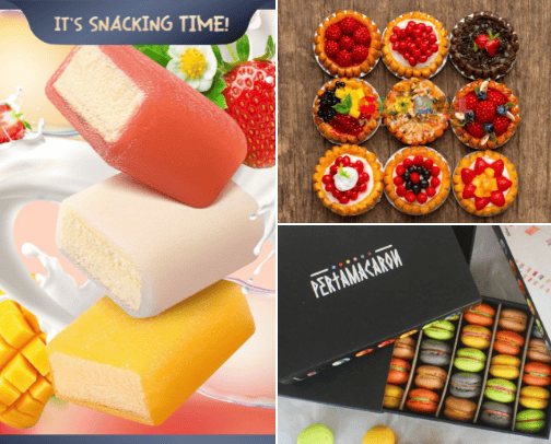 Cakes and bread cover photo collage