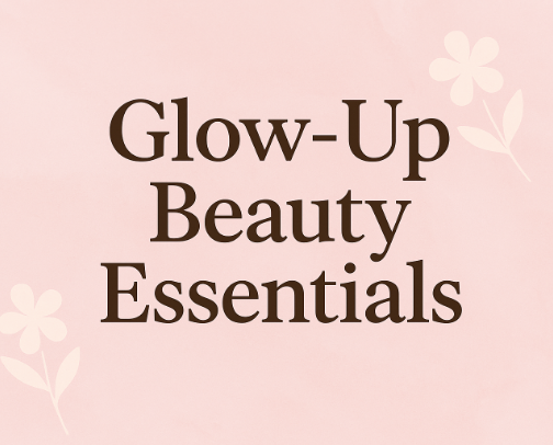 Glow up beauty essentials cover photo collage