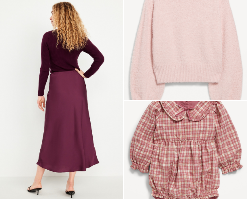 Cranberry and blush color theme for Family Christmas Photo Outfits cover photo collage