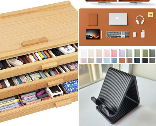 Cozy & minimal desk setup essentials cover photo collage