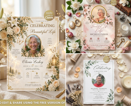Life Celebrations Invitations cover photo collage