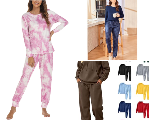 Top 10 Women's Sweatshirt Sleep Sets cover photo collage