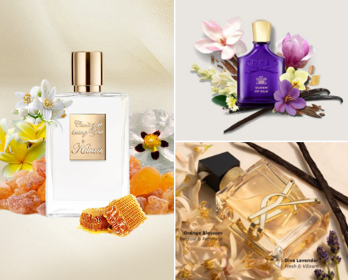 Woman luxury perfume cover photo collage