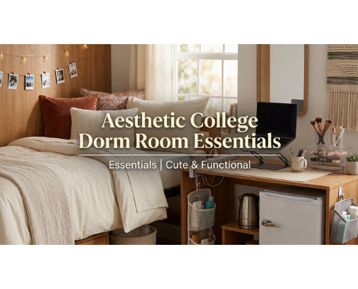 Aesthetic College Dorm Room Essentials | Cute & Functional cover photo collage