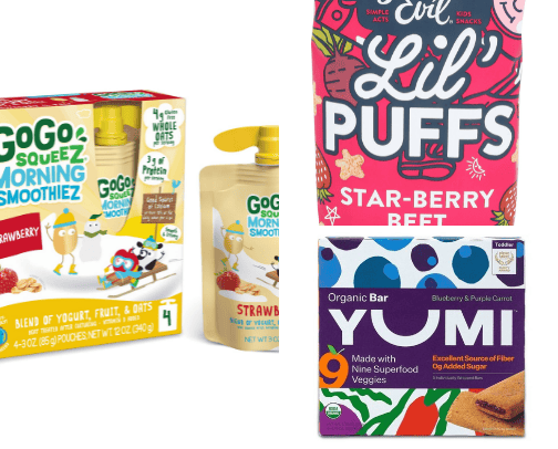 Toddler grab and go snacks! cover photo collage