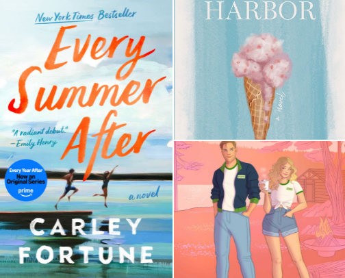 Sitting by the pool summer book recs ☀️🌴🥥 cover photo collage