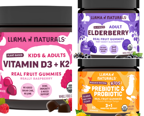15% Off Llama Naturals - Organic Real Fruit Gummy Vitamins cover photo collage