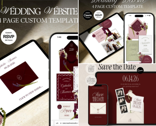 Digital Wedding Invitation 👰‍♀️🤵‍♂️🕊💍 cover photo collage