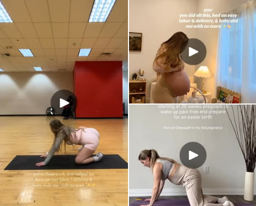 Hip/pelvic opening stretches for a easier tear free birth 🤰 cover photo collage