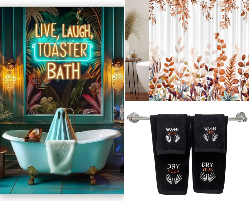 Affordable Fall + Halloween Bathroom Finds cover photo collage