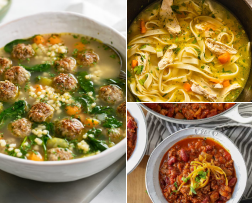 It’s Soup Season 🫛🍅🧄🥣 cover photo collage