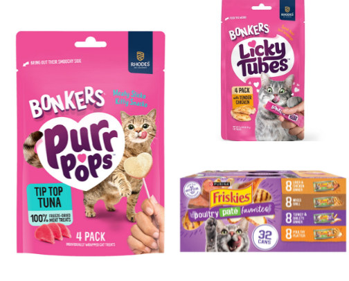 Bonkers™ Purr Pops™ Lickable Cat Treats - 4 Count cover photo collage