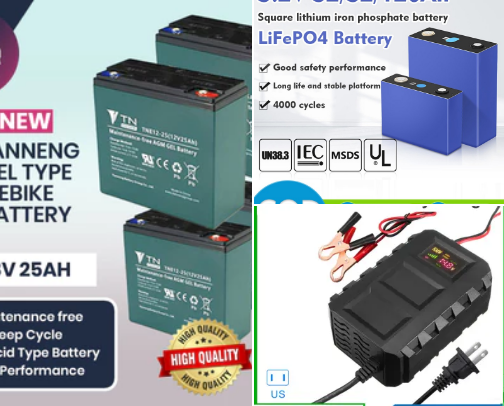E-Car and E-bike Battery cover photo collage