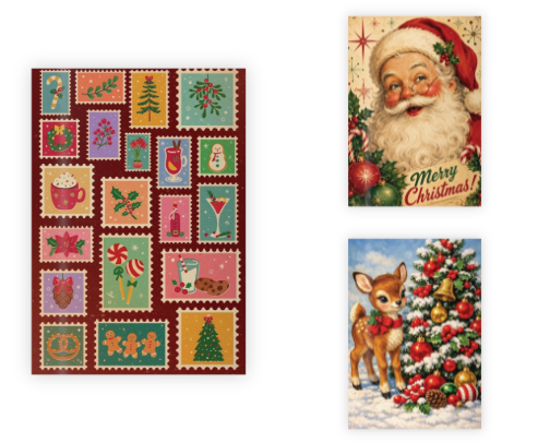 Vintage Christmas Themed Wrapping Paper cover photo collage