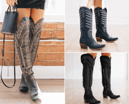 Stylish women's boots cover photo collage