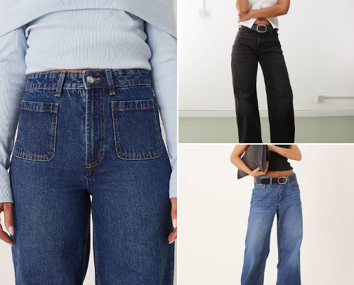 find me: wide leg denim cover photo collage