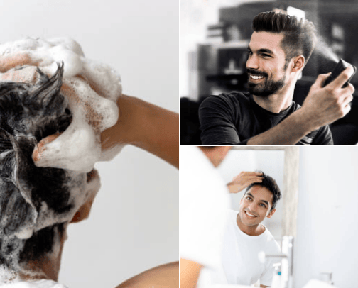 Products for hair cover photo collage