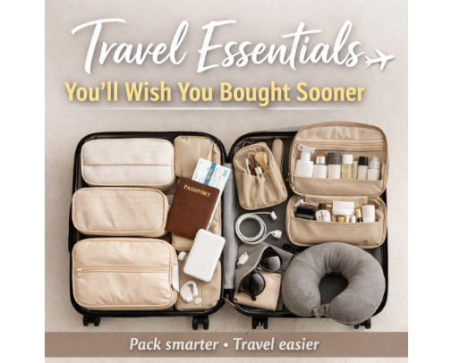 Travel Essentials You’ll Wish You Bought Sooner ✈️ cover photo collage