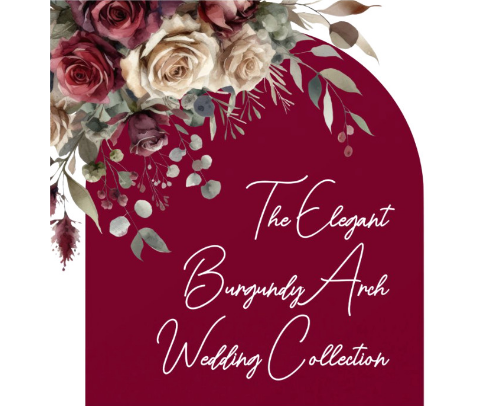 Elegant Burgundy Arch Wedding Collection cover photo collage