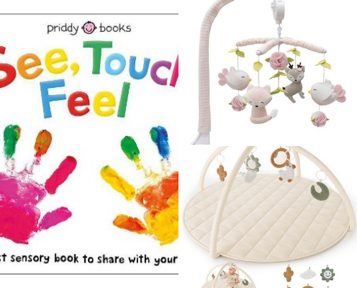 Baby's first toys 0-3 months cover photo collage