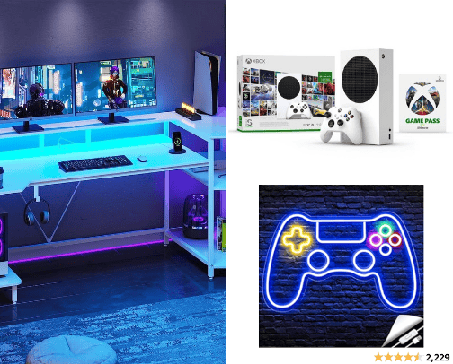 Gaming and accessories cover photo collage