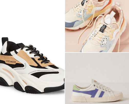 Unusual but modern sneakers cover photo collage