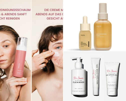 “Complete care for acne and blackheads – all the best products in one place!” cover photo collage