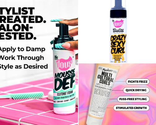 Hair products for those who don't have perfect curls cover photo collage