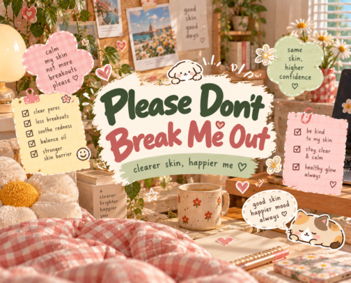 My “Please Don’t Break Me Out” Skincare List cover photo collage