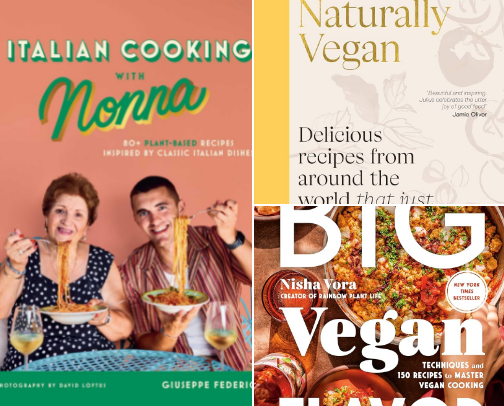 My favorite vegan cookbooks cover photo collage