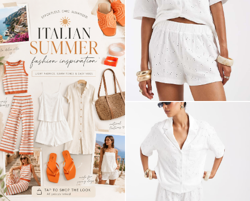 Italian summer fashion mood board cover photo collage
