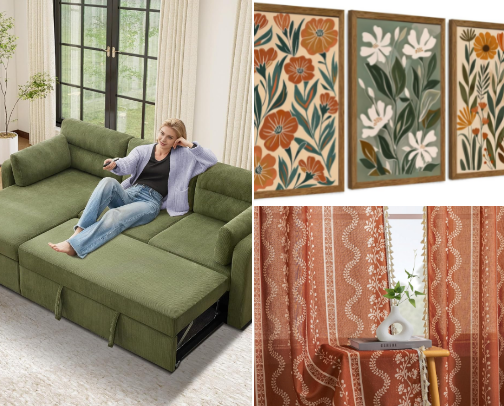 Boho living room finds cover photo collage