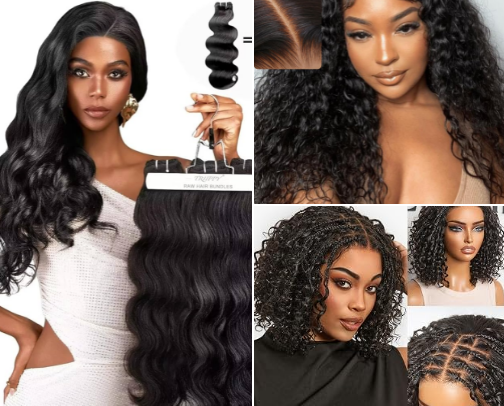 Amazon hair extensions cover photo collage