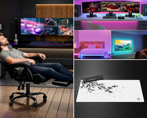 My Ultimate Chill Setup: Gaming, Anime & Music Essentials for a Cozy Room cover photo collage
