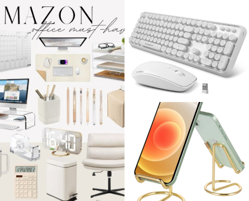 My “at home” pretty office, everything I need to work, pay bills, organize my house maintenance and more. cover photo collage