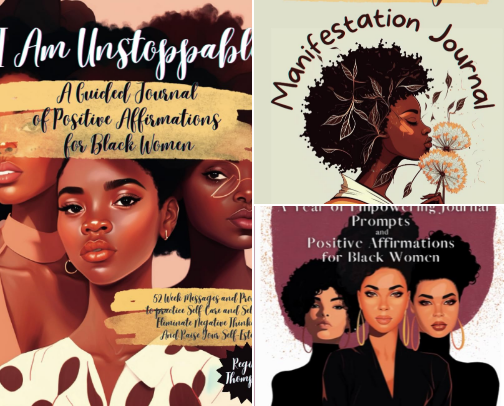 Affirmation Journals for black women cover photo collage