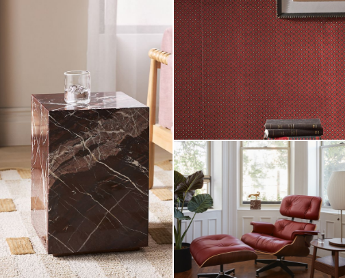 How to add pops of red in a masculine space cover photo collage