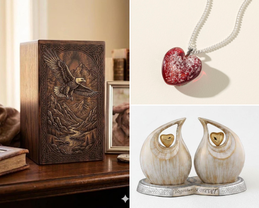 Urns & Cremation Jewelry cover photo collage