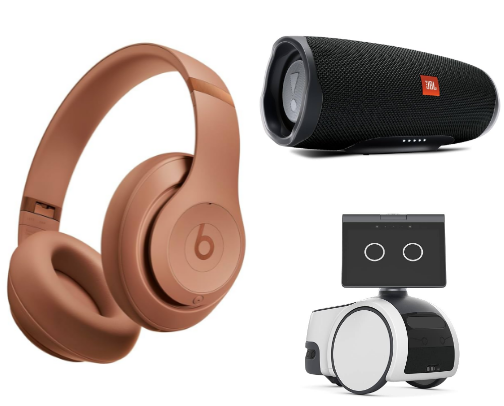 Electronic gadgets cover photo collage