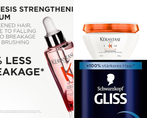 Hair care products for damaged hair cover photo collage
