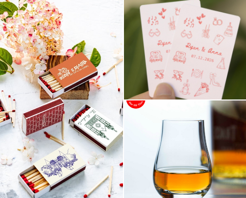 The BEST CUSTOM Wedding Favors that ✨Aren’t food and guests will take✨ cover photo collage