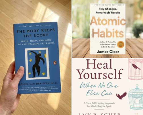 Book Reco For Emotional Healing + Physical Health that are actually worth your time 💞 cover photo collage