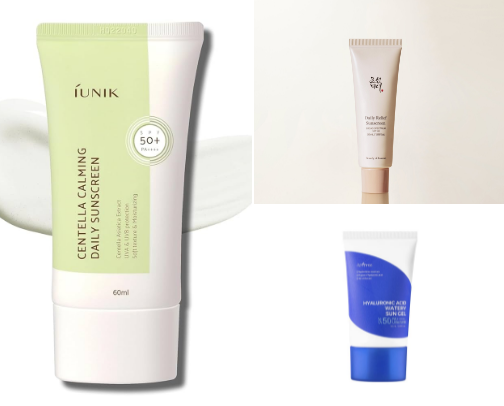 some fav sunscreens for dry skin!! 💧 cover photo collage